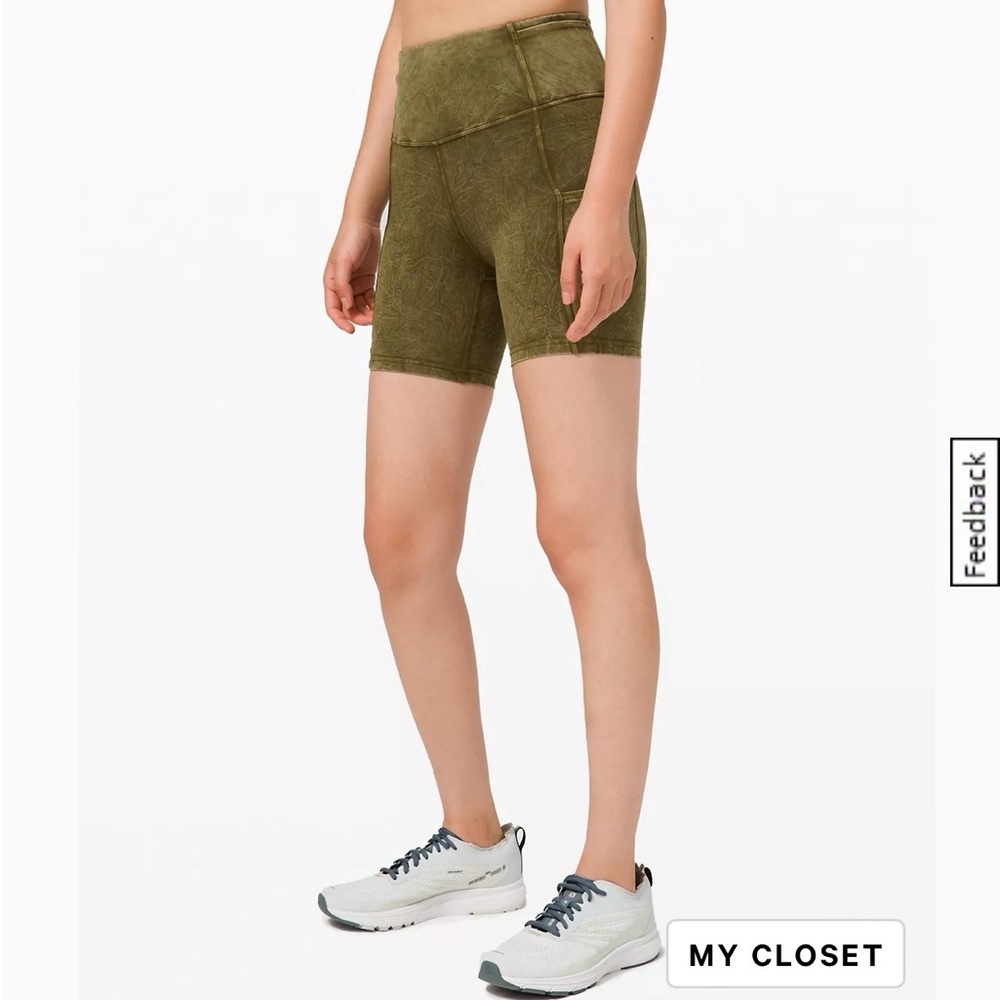 Lululemon Ice Wash Moss Green Fast and Free shorts 6” sz8